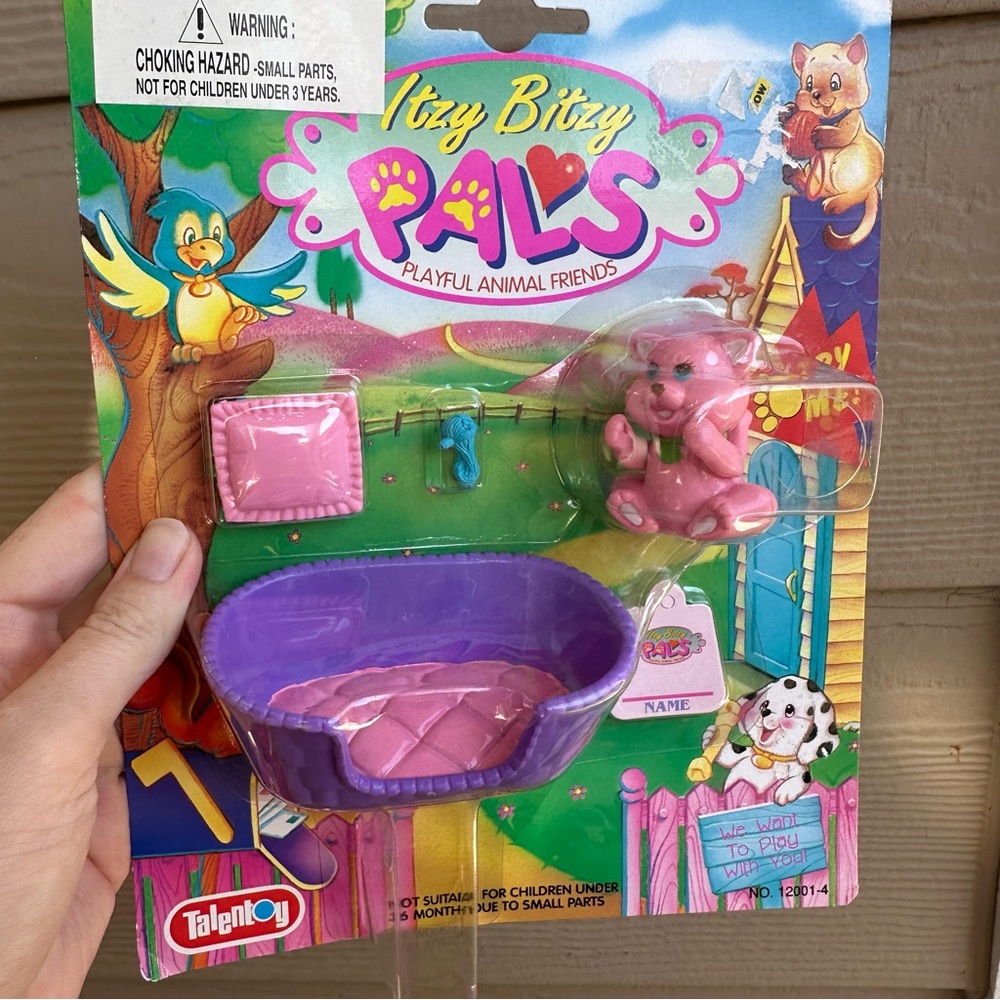 Vintage Itzy Bitzy Pals Playful Animal Friends Set - Pink and Purple Cat